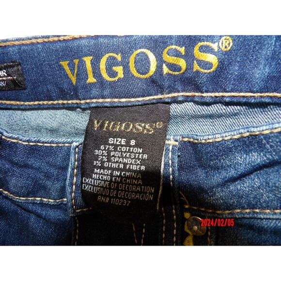 Vigoss Girls Jeans Size 8 Jagger Ankle Skinny Embroidered Medium‎ Wash Raw Hem - Picture 3 of 8